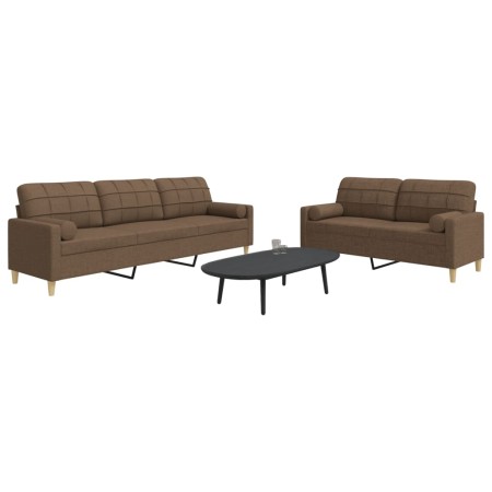 Juego de sofás con cojines 2 piezas tela marrón de , Sofás - Ref: Foro24-3278338, Precio: 526,75 €, Descuento: %