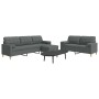 Juego de sofás 3 pzas con reposapiés y cojines tela gris claro de , Sofás - Ref: Foro24-3278344, Precio: 552,84 €, Descuento: %