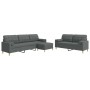 Juego de sofás 3 pzas con reposapiés y cojines tela gris claro de , Sofás - Ref: Foro24-3278344, Precio: 552,84 €, Descuento: %