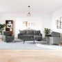 Juego de sofás 4 pzas con reposapiés y cojines tela gris oscuro de , Sofás - Ref: Foro24-3278312, Precio: 686,57 €, Descuento: %