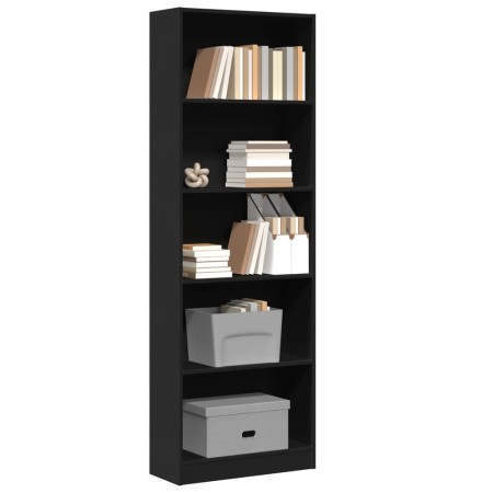 Estantería de madera de ingeniería negra 60x24x176 cm de , Librerías y estanterías - Ref: Foro24-857822, Precio: 80,03 €, Des...