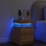 Mesilla de noche con LED madera marrón roble 35x39x55 cm de , Mesitas de noche - Ref: Foro24-857656, Precio: 71,87 €, Descuen...