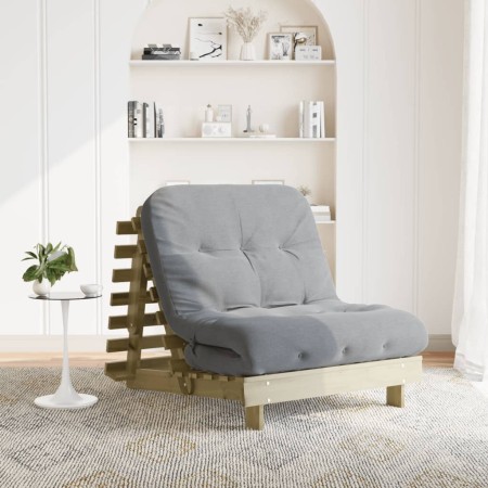 Futón sofá cama con colchón madera impregnada pino 80x206x11 cm de , Futones - Ref: Foro24-846760, Precio: 202,26 €, Descuent...