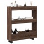 Carro de almacenaje estrecho 3 niveles madera marrón roble de , Carros de cocina y comedor - Ref: Foro24-855247, Precio: 50,4...
