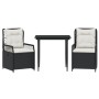 Set comedor de jardín 3 pzas con cojines ratán sintético negro de , Conjuntos de jardín - Ref: Foro24-3262964, Precio: 277,16...