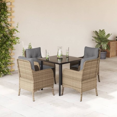 Set comedor de jardín 5 pzas con cojines ratán sintético beige de , Conjuntos de jardín - Ref: Foro24-3211984, Precio: 504,70...