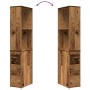 Armario de baño estrecho con ruedas madera envejecida de , Taquillas y armarios de almacenamiento - Ref: Foro24-855302, Preci...