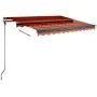 Manual retractable awning with orange and brown LED 350x250 cm by vidaXL, Awnings - Ref: Foro24-3069725, Price: 528,52 €, Dis...