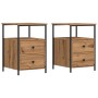 Mesitas de noche 2 uds madera roble artisan 34x35,5x50 cm de , Mesitas de noche - Ref: Foro24-857261, Precio: 119,58 €, Descu...