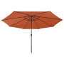 Sombrilla de jardín con luces LED terracota 400 cm de , Sombrillas - Ref: Foro24-312535, Precio: 109,44 €, Descuento: %