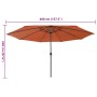 Sombrilla de jardín con luces LED terracota 400 cm de , Sombrillas - Ref: Foro24-312535, Precio: 109,44 €, Descuento: %