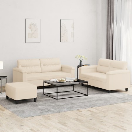 Juego de sofás con cojines 3 piezas tela microfibra beige de , Sofás - Ref: Foro24-3202325, Precio: 600,81 €, Descuento: %