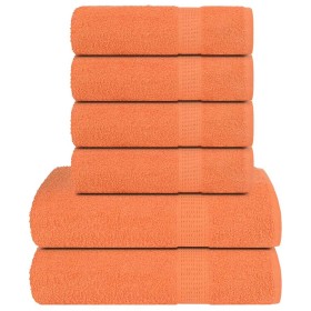 Juego de toallas 6 piezas 100% algodón naranja 360 gsm de , Toallas de baño y manoplas - Ref: Foro24-137088, Precio: 37,34 €,...