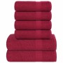 Juego de toallas 6 piezas 100% algodón burdeos 360 gsm de , Toallas de baño y manoplas - Ref: Foro24-137081, Precio: 35,55 €,...
