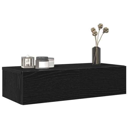 Estante de pared con cajones de madera contrachapada negro de , Estantes y estanterías - Ref: Foro24-859969, Precio: 60,39 €,...