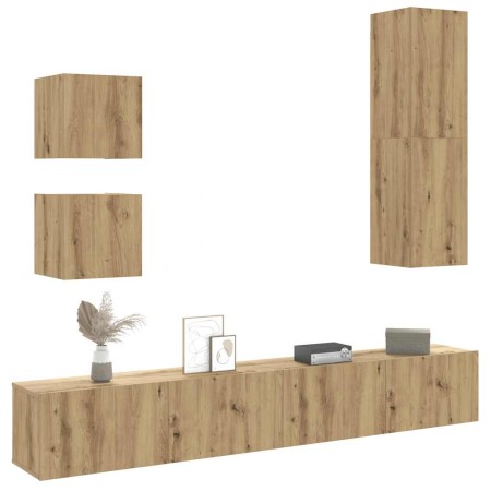 Mueble para TV de pared madera contrachapada artesanal 5 piezas de , Muebles TV - Ref: Foro24-3329000, Precio: 224,68 €, Desc...