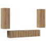 Muebles de TV de pared 4 uds madera ingeniería roble artesanal de , Muebles TV - Ref: Foro24-3328948, Precio: 189,12 €, Descu...