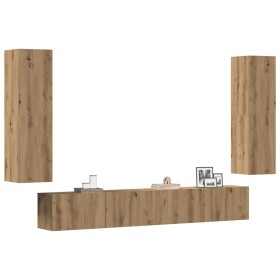 Muebles de TV de pared 4 uds madera ingeniería roble artesanal de , Muebles TV - Ref: Foro24-3328974, Precio: 253,72 €, Descu...
