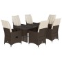 Set comedor de jardín 7 pzas con cojines ratán sintético marrón de , Conjuntos de jardín - Ref: Foro24-3276776, Precio: 861,3...
