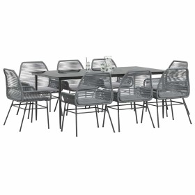 Juego comedor jardín 9 pzas cojines ratán sintético vidrio gris de , Conjuntos de jardín - Ref: Foro24-3334484, Precio: 673,1...
