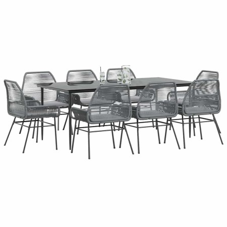 Juego comedor jardín 9 pzas cojines ratán sintético vidrio gris de , Conjuntos de jardín - Ref: Foro24-3334484, Precio: 673,1...