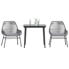 Juego comedor jardín 3 pzas cojines ratán sintético vidrio gris de , Conjuntos de jardín - Ref: Foro24-3334478, Precio: 223,7...