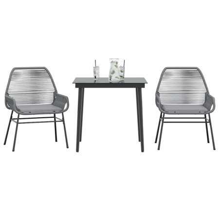 Juego comedor jardín 3 pzas cojines ratán sintético vidrio gris de , Conjuntos de jardín - Ref: Foro24-3334478, Precio: 223,7...