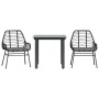 Set comedor jardín 3 pzas cojines ratán sintético vidrio negro de , Conjuntos de jardín - Ref: Foro24-3334548, Precio: 208,76...