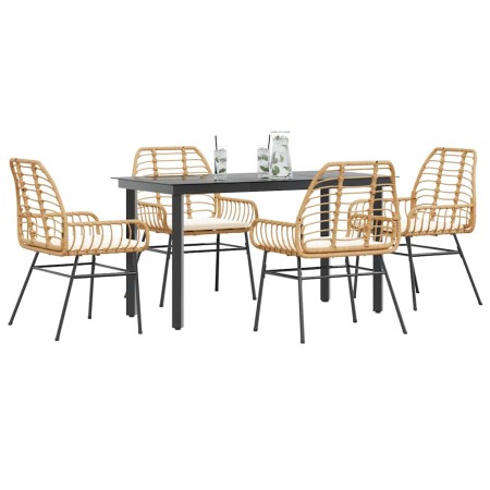 Juego de comedor jardín 5 piezas cojines ratán sintético marrón de , Conjuntos de jardín - Ref: Foro24-3334557, Precio: 364,6...