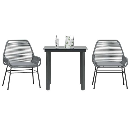 Juego comedor jardín 3 pzas cojines ratán sintético vidrio gris de , Conjuntos de jardín - Ref: Foro24-3334576, Precio: 208,3...