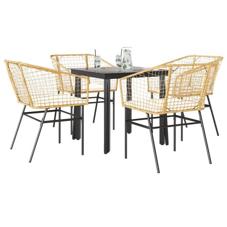 Juego de comedor jardín 5 piezas cojines ratán sintético marrón de , Conjuntos de jardín - Ref: Foro24-3334605, Precio: 264,1...