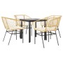 Juego de comedor jardín 5 piezas cojines ratán sintético marrón de , Conjuntos de jardín - Ref: Foro24-3334605, Precio: 264,1...