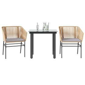 Juego de comedor jardín 3 piezas cojines ratán sintético marrón de , Conjuntos de jardín - Ref: Foro24-3334618, Precio: 225,0...