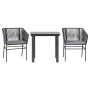 Set comedor jardín 3 pzas cojines ratán sintético vidrio negro de , Conjuntos de jardín - Ref: Foro24-3334611, Precio: 223,47...