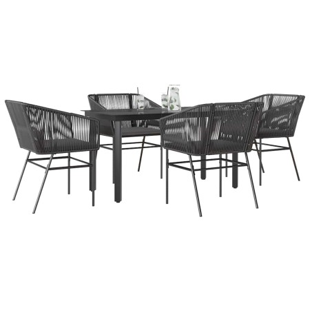 Juego de comedor jardín 5 piezas cojines ratán sintético negro de , Conjuntos de jardín - Ref: Foro24-3334613, Precio: 389,33...