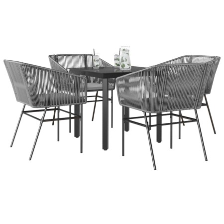 Juego comedor jardín 5 pzas cojines ratán sintético vidrio gris de , Conjuntos de jardín - Ref: Foro24-3334626, Precio: 372,9...