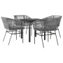 Juego comedor jardín 5 pzas cojines ratán sintético vidrio gris de , Conjuntos de jardín - Ref: Foro24-3334626, Precio: 372,9...