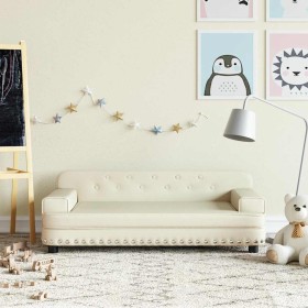 Sofá para niños de cuero sintético crema 90x53x30 cm de , Mobiliario para bebés y niños pequeños - Ref: Foro24-3196288, Preci...