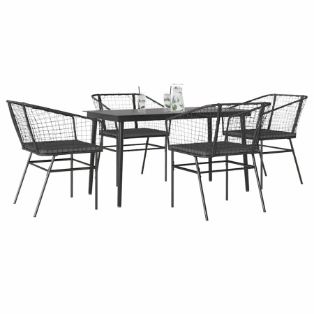 Juego de comedor jardín 5 piezas cojines ratán sintético negro de , Conjuntos de jardín - Ref: Foro24-3334501, Precio: 294,79...