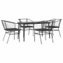 Juego de comedor jardín 5 piezas cojines ratán sintético negro de , Conjuntos de jardín - Ref: Foro24-3334501, Precio: 294,79...