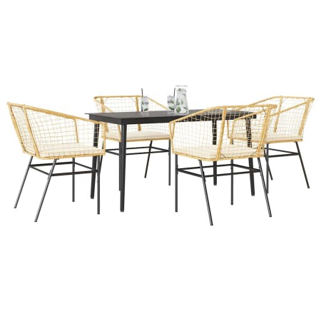 Juego de comedor jardín 5 piezas cojines ratán sintético marrón de , Conjuntos de jardín - Ref: Foro24-3334508, Precio: 298,9...