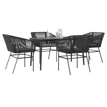 Juego de comedor jardín 5 piezas cojines ratán sintético negro de , Conjuntos de jardín - Ref: Foro24-3334515, Precio: 386,44...