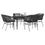 Juego de comedor jardín 5 piezas cojines ratán sintético negro de , Conjuntos de jardín - Ref: Foro24-3334515, Precio: 386,44...