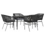 Juego de comedor jardín 5 piezas cojines ratán sintético negro de , Conjuntos de jardín - Ref: Foro24-3334515, Precio: 386,44...