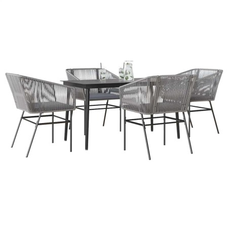 Juego comedor jardín 5 pzas cojines ratán sintético vidrio gris de , Conjuntos de jardín - Ref: Foro24-3334529, Precio: 407,4...