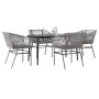 Juego comedor jardín 5 pzas cojines ratán sintético vidrio gris de , Conjuntos de jardín - Ref: Foro24-3334529, Precio: 407,4...