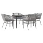 Juego comedor jardín 5 pzas cojines ratán sintético vidrio gris de , Conjuntos de jardín - Ref: Foro24-3334529, Precio: 407,4...