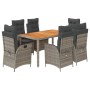Set comedor jardín 7 pzas y cojines ratán sintético gris de , Conjuntos de jardín - Ref: Foro24-3213108, Precio: 884,72 €, De...