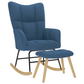 Sillón mecedora con taburete tela azul de , Mecedoras - Ref: Foro24-4016808, Precio: 140,54 €, Descuento: %