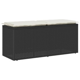 Banco de jardín con cojín ratán sintético negro 110x40x44 cm de , Bancos de jardín - Ref: Foro24-4104145, Precio: 102,87 €, D...